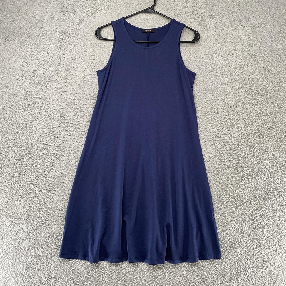 Quince Tank Dress Womens Small Sleeveless Swing Jersey Knit Blue Capsule Travel